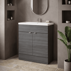 [BFDY528A] Alrewas Contemporary 2 Door Floor Standing Vanity Unit with Basin, 800mm, Choice of Colour