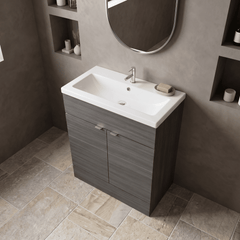 [BFDY528A] Alrewas Contemporary 2 Door Floor Standing Vanity Unit with Basin, 800mm, Choice of Colour