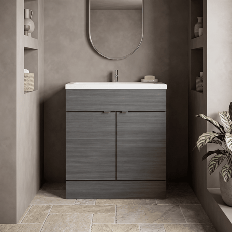 [BFDY528A] Alrewas Contemporary 2 Door Floor Standing Vanity Unit with Basin, 800mm, Choice of Colour - Silo
