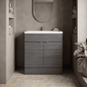 [BFDY528A] Alrewas Contemporary 2 Door Floor Standing Vanity Unit with Basin, 800mm, Choice of Colour - Silo