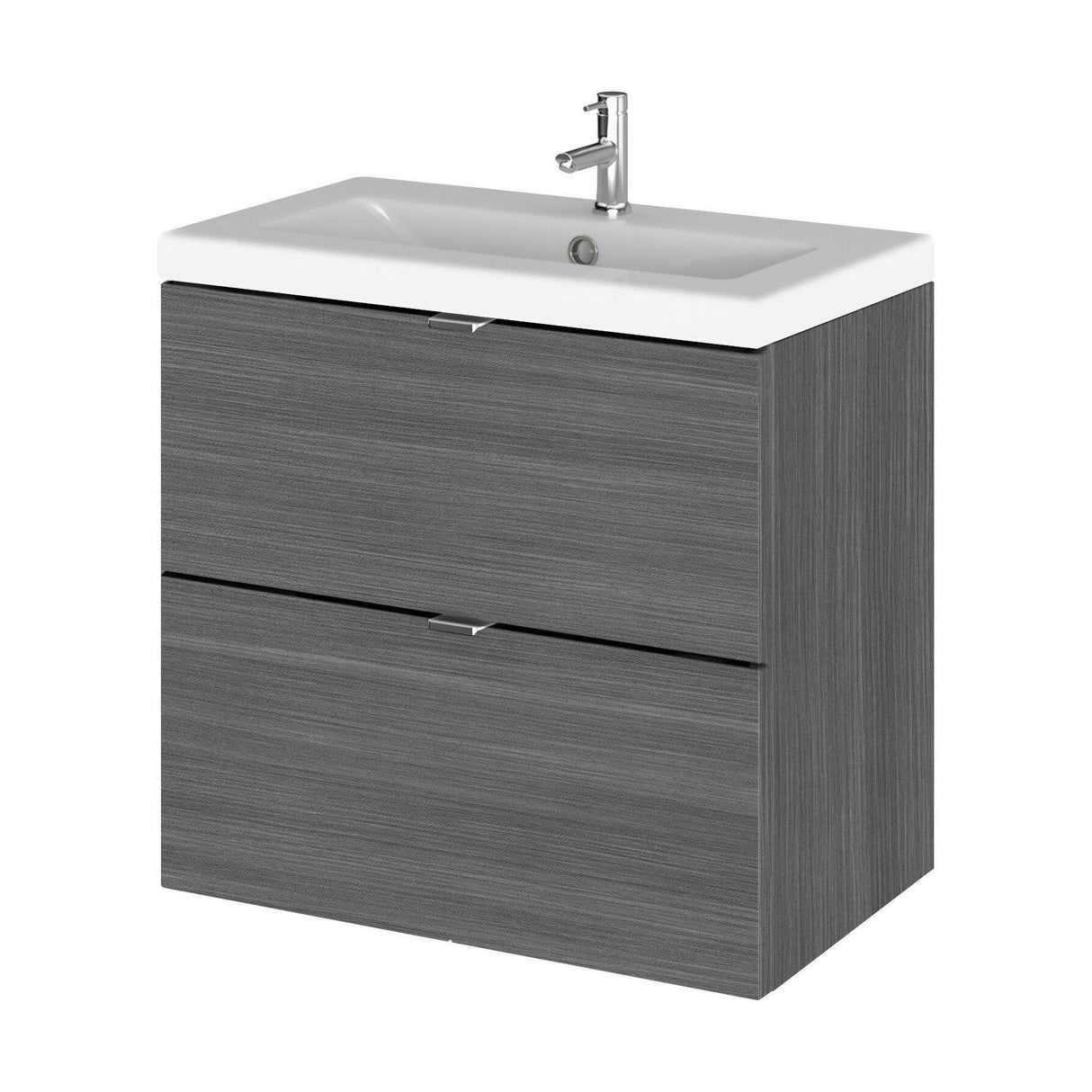 [BFDY530A] Alrewas Contemporary 2 Drawer Wall Hung Vanity Unit with Basin, 600mm, Choice of Colour - Cutout