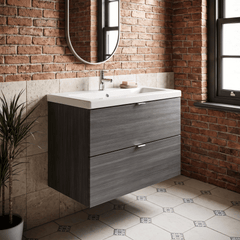 [BFDY531A] Alrewas Contemporary 2 Drawer Wall Hung Vanity Unit with Basin, 800mm, Choice of Colour