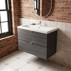 [BFDY531A] Alrewas Contemporary 2 Drawer Wall Hung Vanity Unit with Basin, 800mm, Choice of Colour