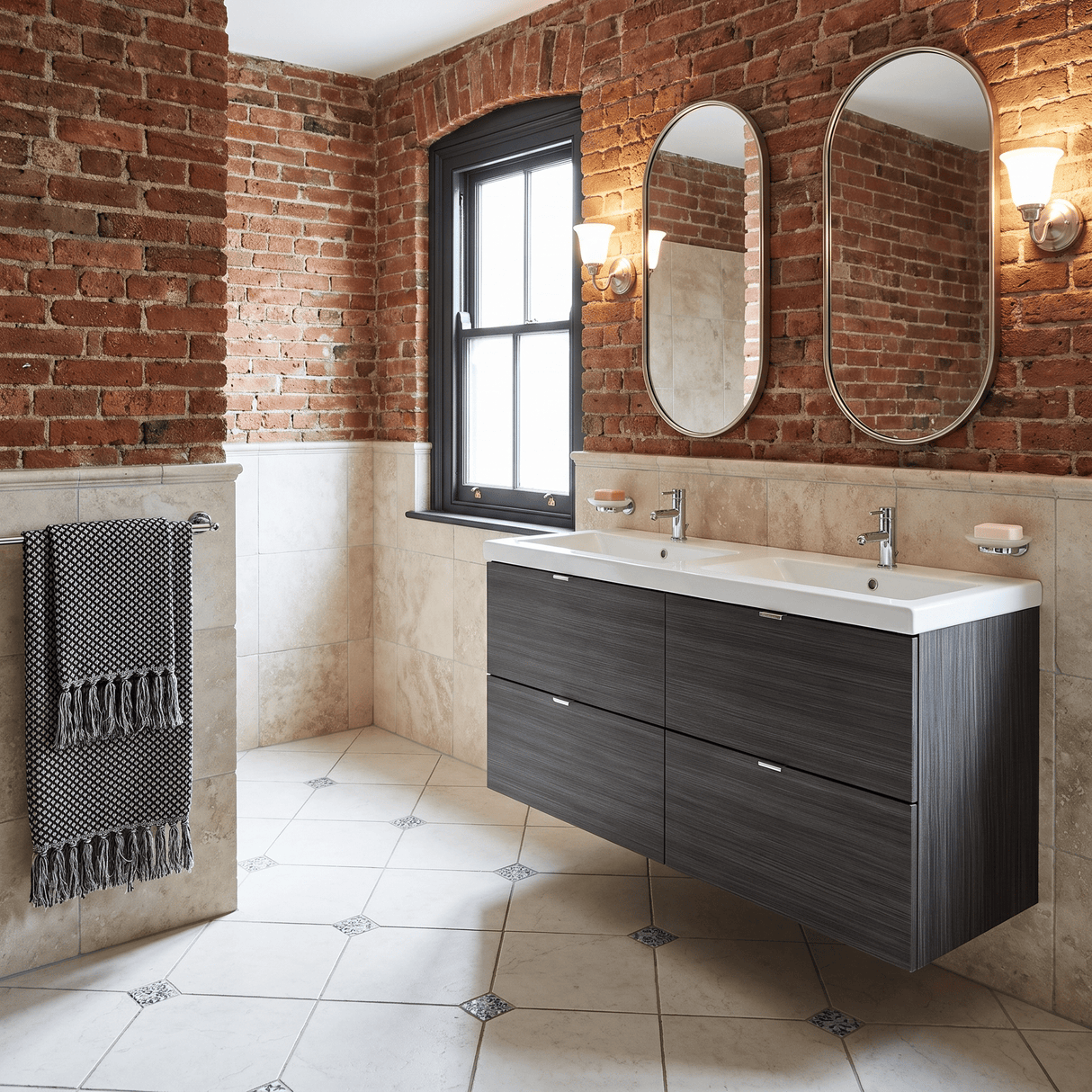 [BFDY532A] Alrewas Contemporary 4 Drawer Wall Hung Vanity Unit with Basin, 1200mm, Choice of Colour