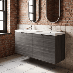[BFDY533A] Alrewas Contemporary 2 Door Wall Hung Vanity Unit with Basin, Anthracite Woodgrain, 1200mm - Lifestyle 1