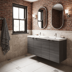 [BFDY533A] Alrewas Contemporary 2 Door Wall Hung Vanity Unit with Basin, Anthracite Woodgrain, 1200mm - Lifestyle 3