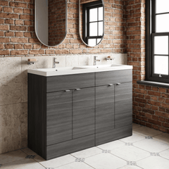 [BFDY534A] Alrewas Contemporary 2 Door Floor Standing Vanity Unit with Basin, 1200mm, Choice of Colour