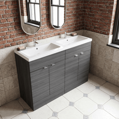 [BFDY534A] Alrewas Contemporary 2 Door Floor Standing Vanity Unit with Basin, 1200mm, Choice of Colour
