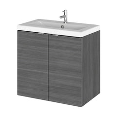 [BFDY536A] Alrewas Contemporary 2 Door Wall Hung Vanity Unit with Basin, Anthracite Woodgrain, 600mm - Cutout