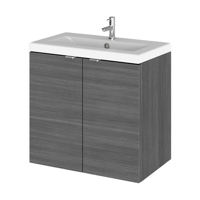 [BFDY536A] Alrewas Contemporary 2 Door Wall Hung Vanity Unit with Basin, Anthracite Woodgrain, 600mm - Cutout