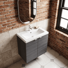 [BFDY536A] Alrewas Contemporary 2 Door Wall Hung Vanity Unit with Basin, Anthracite Woodgrain, 600mm - Lifestyle 2