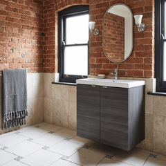 [BFDY536A] Alrewas Contemporary 2 Door Wall Hung Vanity Unit with Basin, Anthracite Woodgrain, 600mm - Lifestyle 3