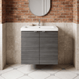 [BFDY536A] Alrewas Contemporary 2 Door Wall Hung Vanity Unit with Basin, Anthracite Woodgrain, 600mm - Silo
