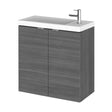 [BFDY538] Alrewas Contemporary 2 Door Wall Hung Vanity Unit with Basin, Anthracite Woodgrain, 500mm - Cutout