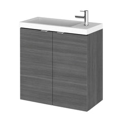 [BFDY538] Alrewas Contemporary 2 Door Wall Hung Vanity Unit with Basin, Anthracite Woodgrain, 500mm - Cutout