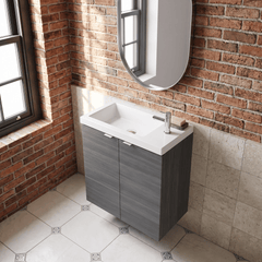 [BFDY538] Alrewas Contemporary 2 Door Wall Hung Vanity Unit with Basin, Anthracite Woodgrain, 500mm - Lifestyle 2