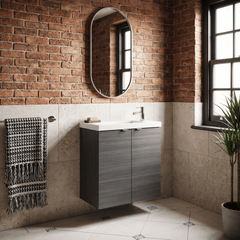 [BFDY538] Alrewas Contemporary 2 Door Wall Hung Vanity Unit with Basin, Anthracite Woodgrain, 500mm - Lifestyle 3