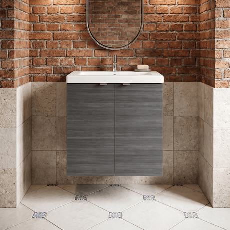 [BFDY540A] Alrewas Contemporary 2 Door Wall Hung Vanity Unit with Ceramic Basin, 500mm, Choice of Colour - Silo