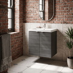 [BFDY540] Alrewas Contemporary 2 Door Wall Hung Vanity Unit with Polymarble Basin, 500mm, Choice of Colour