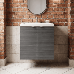[BFDY540] Alrewas Contemporary 2 Door Wall Hung Vanity Unit with Polymarble Basin, 500mm, Choice of Colour - Silo