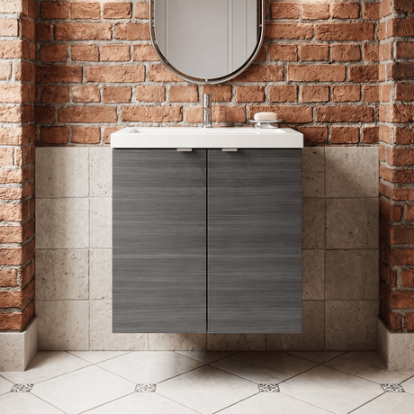 [BFDY540] Alrewas Contemporary 2 Door Wall Hung Vanity Unit with Polymarble Basin, 500mm, Choice of Colour - Silo