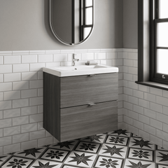 [BFDY541A] Alrewas Contemporary 2 Drawer Wall Hung Vanity Unit with Ceramic Basin, 500mm, Choice of Colour
