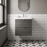 [BFDY541A] Alrewas Contemporary 2 Drawer Wall Hung Vanity Unit with Ceramic Basin, 500mm, Choice of Colour - Silo
