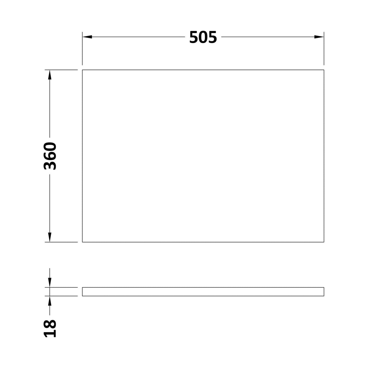 [BFDY543] 500 WC Unit Top 505x360 - Technical Drawing