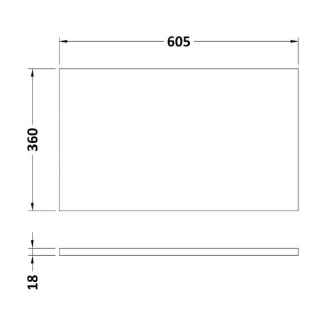 [BFDY544] 600 WC Unit Top 605x360 - Technical Drawing