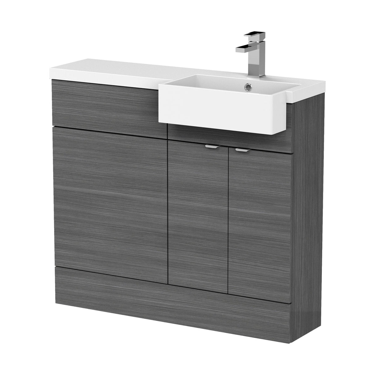 [BFDY549] Alrewas Contemporary Floor Standing Vanity WC Combination Unit with Semi-Recessed Basin, Right Hand, 1000mm, Choice of Colour - Cutout