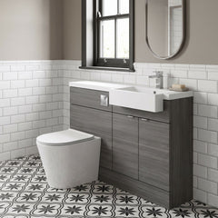 [BFDY549] Alrewas Contemporary Floor Standing Vanity WC Combination Unit with Semi-Recessed Basin, Right Hand, 1000mm, Choice of Colour