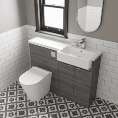 [BFDY549] Alrewas Contemporary Floor Standing Vanity WC Combination Unit with Semi-Recessed Basin, Right Hand, 1000mm, Choice of Colour