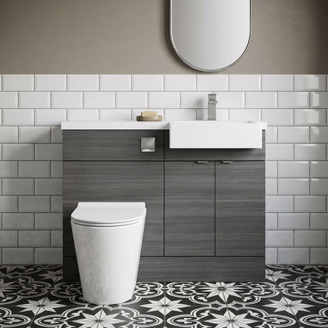 [BFDY549] Alrewas Contemporary Floor Standing Vanity WC Combination Unit with Semi-Recessed Basin, Right Hand, 1000mm, Choice of Colour - Silo
