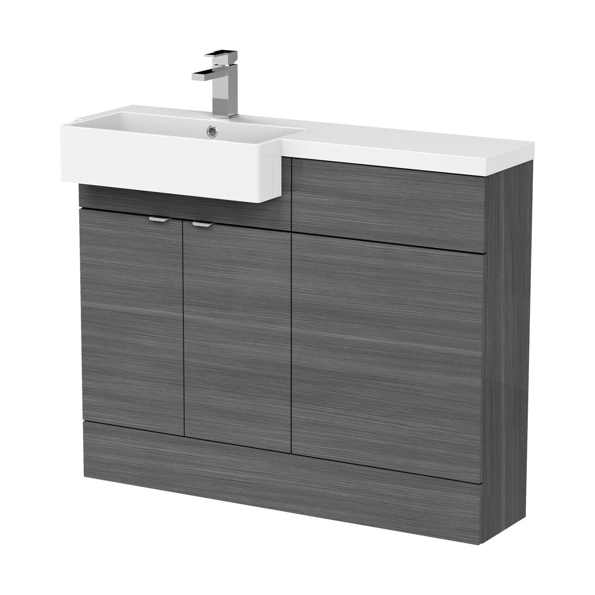 [BFDY550] Alrewas Contemporary Floor Standing Vanity WC Combination Unit with Semi-Recessed Basin, Left Hand, 1100mm, Choice of Colour - Cutout