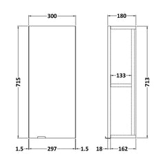 [BFDY551] 300 Wall Unit GREYAV - Technical Drawing