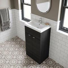 [BFDY624A] Alrewas Contemporary 2 Door Floor Standing Vanity Unit with Basin, 500mm, Choice of Colour