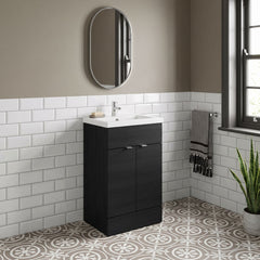 [BFDY624A] Alrewas Contemporary 2 Door Floor Standing Vanity Unit with Basin, 500mm, Choice of Colour