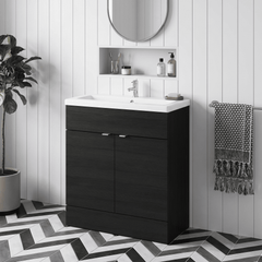 [BFDY628A] Alrewas Contemporary 2 Door Floor Standing Vanity Unit with Basin, 800mm, Choice of Colour