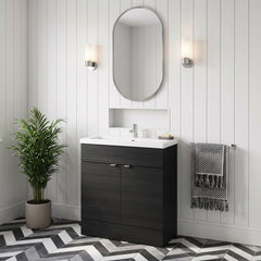 [BFDY628A] Alrewas Contemporary 2 Door Floor Standing Vanity Unit with Basin, 800mm, Choice of Colour