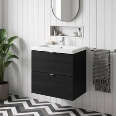 [BFDY630A] Alrewas Contemporary 2 Drawer Wall Hung Vanity Unit with Basin, 600mm, Choice of Colour