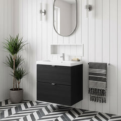 [BFDY630A] Alrewas Contemporary 2 Drawer Wall Hung Vanity Unit with Basin, 600mm, Choice of Colour
