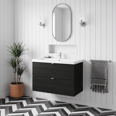 [BFDY631A] Alrewas Contemporary 2 Drawer Wall Hung Vanity Unit with Basin, 800mm, Choice of Colour