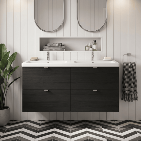[BFDY632A] Alrewas Contemporary 4 Drawer Wall Hung Vanity Unit with Basin, 1200mm, Choice of Colour - Silo