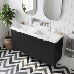 [BFDY633A] Alrewas Contemporary 2 Door Wall Hung Vanity Unit with Basin, Charcoal Black, 1200mm - Lifestyle 2