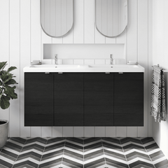 [BFDY633A] Alrewas Contemporary 2 Door Wall Hung Vanity Unit with Basin, Charcoal Black, 1200mm - Silo