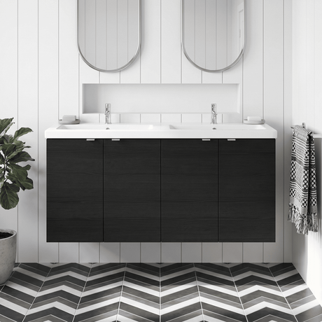 [BFDY633A] Alrewas Contemporary 2 Door Wall Hung Vanity Unit with Basin, Charcoal Black, 1200mm - Silo