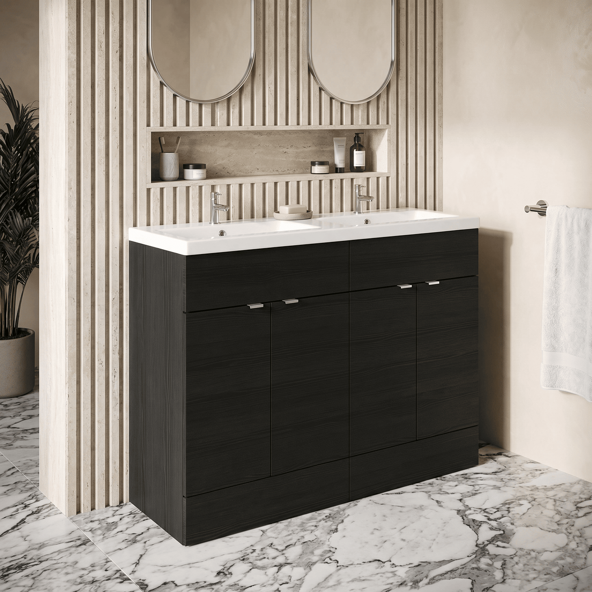 [BFDY634A] Alrewas Contemporary 2 Door Floor Standing Vanity Unit with Basin, 1200mm, Choice of Colour