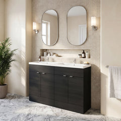 [BFDY634A] Alrewas Contemporary 2 Door Floor Standing Vanity Unit with Basin, 1200mm, Choice of Colour