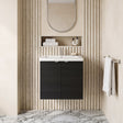 [BFDY636A] Alrewas Contemporary 2 Door Wall Hung Vanity Unit with Basin, Charcoal Black, 600mm - Silo