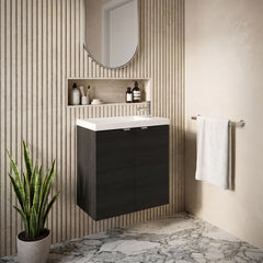 [BFDY638] Alrewas Contemporary 2 Door Wall Hung Vanity Unit with Basin, Charcoal Black, 500mm - Lifestyle 1